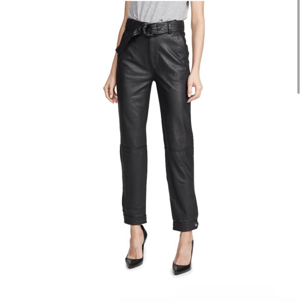 J Brand sz 24 Jonah High Rise Pants Trousers Black Lamb Leather Cuffed (no belt)